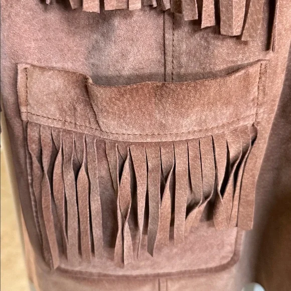 VTG Leather Factory Suede Fringe Jacket Western Cowgirl Boho Rodeo Festival - Picture 11 of 13